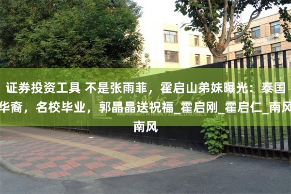 证券投资工具 不是张雨菲，霍启山弟妹曝光：泰国华裔，名校毕业，郭晶晶送祝福_霍启刚_霍启仁_南风